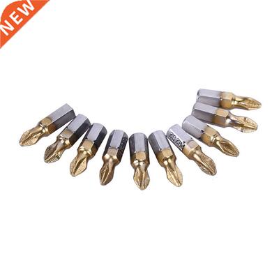 10pcs Head Bits Cr-V Steel Bits Kit Antiskid S2 Ti-plated PH