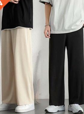Summer Ice Silk Pants Men's Fashion Khaki Black Casual Pants