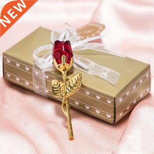 Crystal Glass Rose Flower Valentine Day Favors Xmas Lover