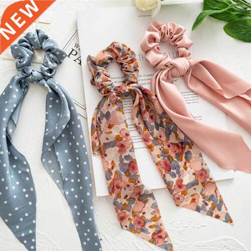 Fashon Prnt Bow Scrunches Har Rbbon for Women tal Scar