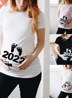 Baby Loading 2022 Printed Pregnant T Shirt Maternity Short S