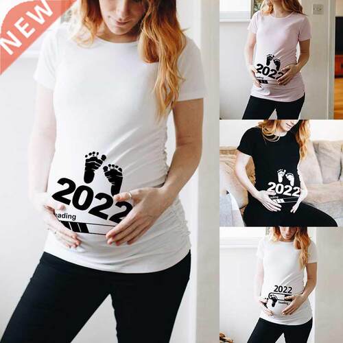 Baby Loading 2022 Printed Pregnant T Shirt Maternity Short S