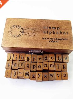 30pcs/set Vintage Wooden Craft Box Alphabet Letter amp Rom