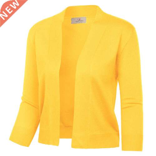 jacket Women shrug 3/4 Sleeve Opening Front bolero solid sli