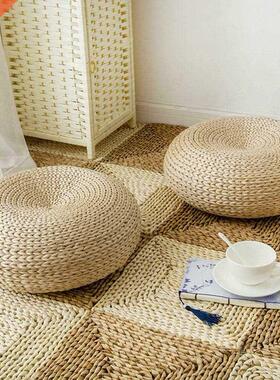 Natural Straw Round Ottoman Tatami Cushion Floor Chair Cushi