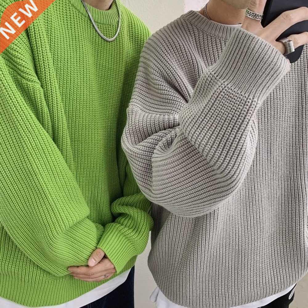 Sweaters Men Crewneck Pure Color Knitted Sweaters Autumn Win