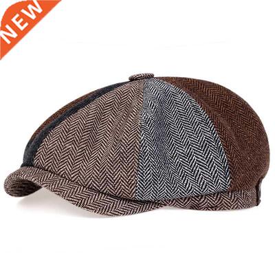 Retro Herringbone Newsboy Caps Men newsboy hat Stitching ber