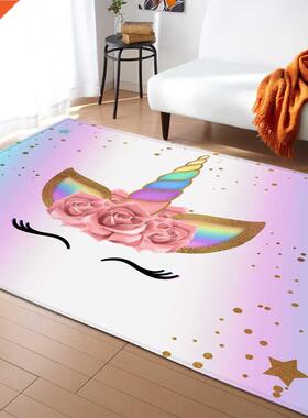 Cartoon Child Unicorn 3D printed Carpets For Living Room Bed