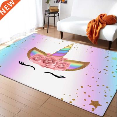 Cartoon Child Unicorn 3D printed Carpets For Living Room Bed