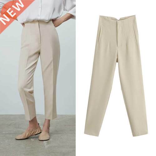 Za 2021 Spring Trouser Suits High Waisted Pants Women Fashio
