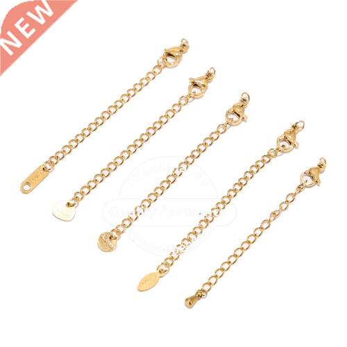 10pcs Stainless Steel 2 inch Gold Extension Tail Chain Lobst