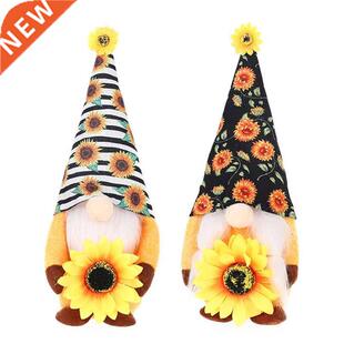 Sunflower Garden Gnome Summer Fall Farmhouse Tiered Tray Rus