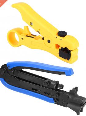 2 PCS Coaxial Connectors Coax Cable Crimper Stripper Compres