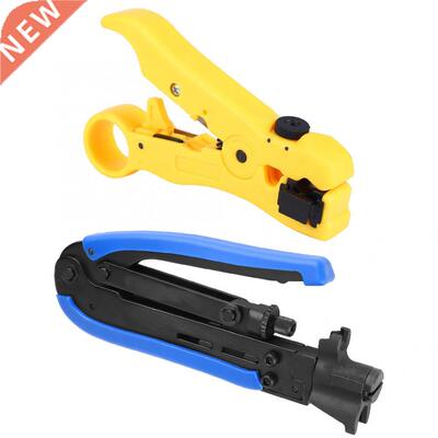 2 PCS Coaxial Connectors Coax Cable Crimper Stripper Compres