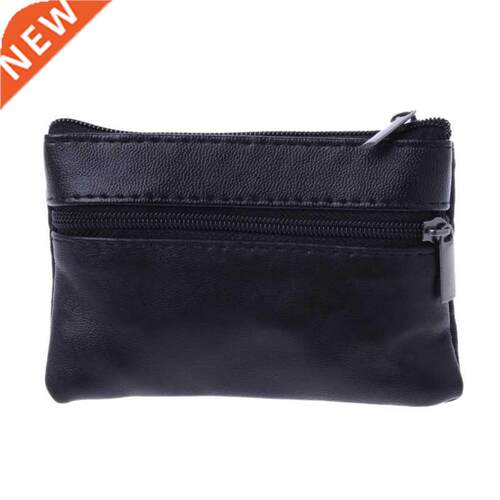 Soft Men Women Card Coin Key Holder Zip Leather Wallet Pouch