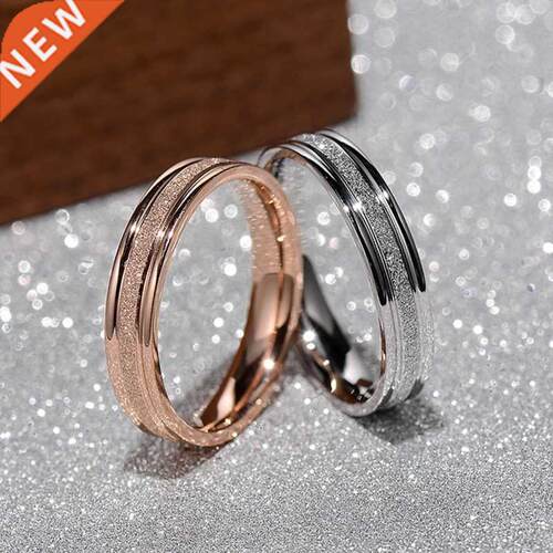 Rose Gold Stainless Steel Frosted Curved Large Size Ring Ste