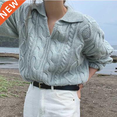 Alien Kitty Retro Women Sweater Pullovers Knitted Casual Sol