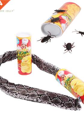 Funny Potato Chip Can Jump Spring Snake roach Toy Gift April