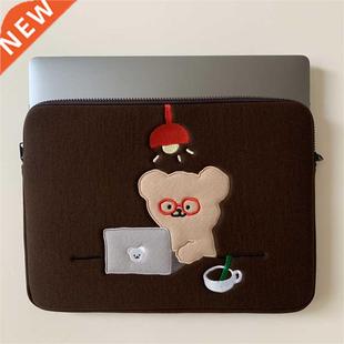 New Bear 11 inch Laptop Sleeve Bag Korean Ins Glasses Bear M