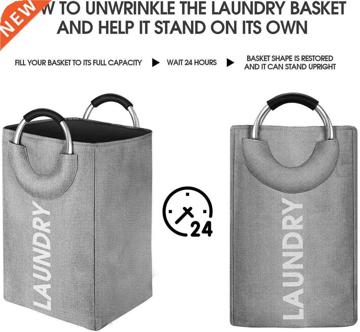 75L Large Capacity Laundry Basket Linen Storage Bag with Rin图片