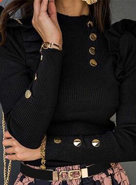 Plus Size Autumn Winter Women Blouse Long Sleeve Knitwear Ri