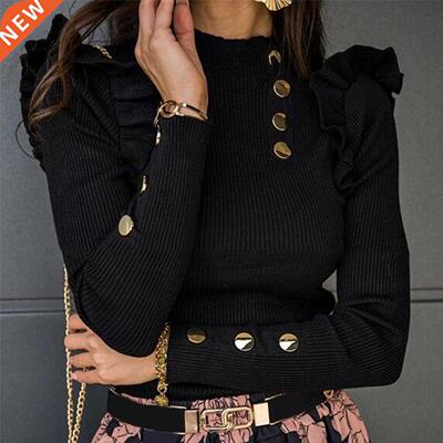 Plus Size Autumn Winter Women Blouse Long Sleeve Knitwear Ri