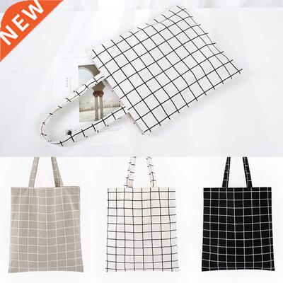 Women opper Bag Plaid Cotton Canvas opping oulder Bag