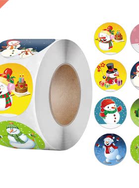 500pcs-0Pcs Cartoons Merry Christmas Stickers 8 designs Roun