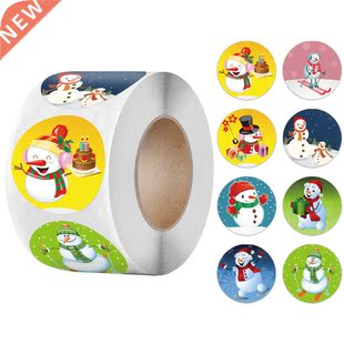 500pcs-0Pcs Cartoons Merry Christmas Stickers 8 designs Roun