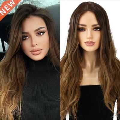 ORINE Long Brown Ombre Synthetic Lce Wigs For Women Ntur