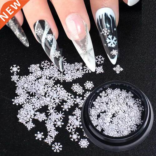 1Box White Snowflakes Slice 3D Nail Art Decorations Glitter