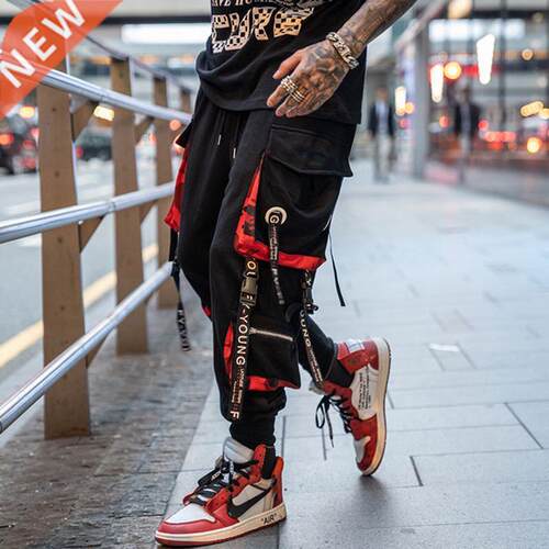 Hip Hop Cargo Pants Men Streetwear Cotton Joggers Fashion Sw