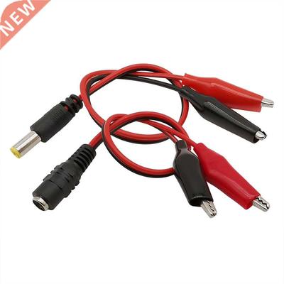 Dual 2 Alligator Clip to DC Power Male/Female Jack Plug Conn