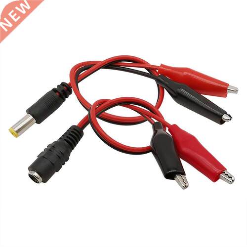 Dual 2 Alligator Clip to DC Power Male/Female Jack Plug Conn