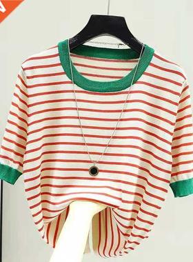 Shntmes Strped Tee Shrt Femme Tops Summer T Shrt Women