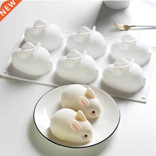 2021 Fancy Cake Mold 6 Cavity Rabbits Soft Reusable