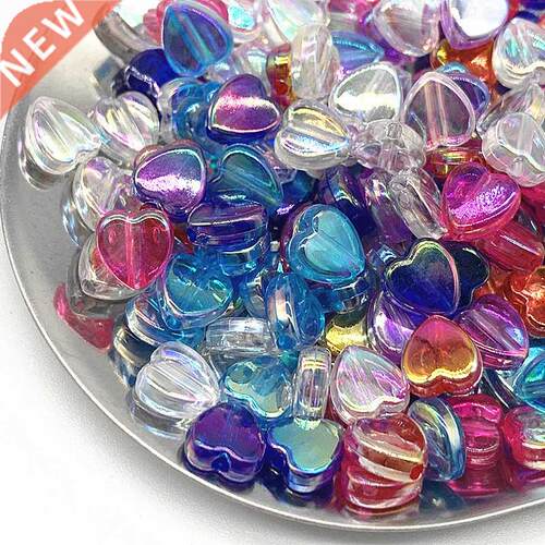 New 100pcs 8mm Transparent AB Charms Heart ape Acrylic Bea