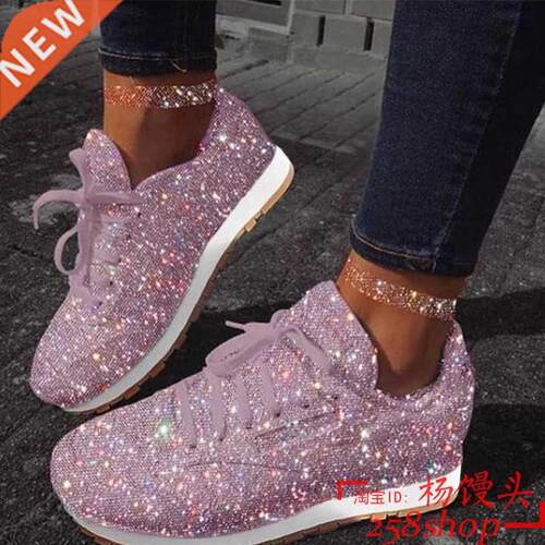 Autumn Women Flat Bling Sneakers Comfort Plus Size Shoes