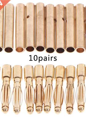 10Pairs Copper 2mm Gold Bullet Connector Banana Plugs Male &