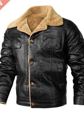 2021 Winter Man Warm Leather Jackets And Coats Fleece Lined