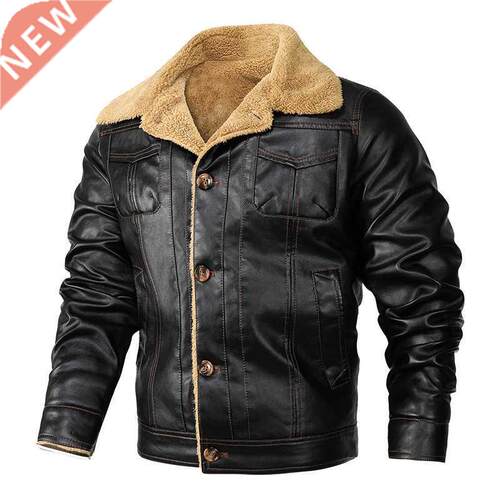 2021 Winter Man Warm Leather Jackets And Coats Fleece Lined