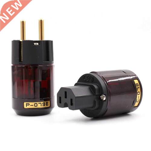 Hi End Pair P-079E+C079 24k Gold-Plated EU Power Plug ac pow