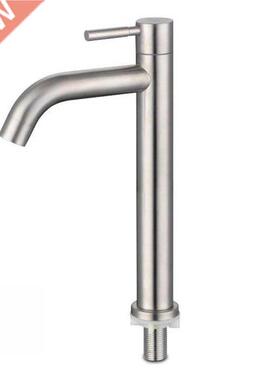 Basin Faucet 304 Stainless Steel Silver Single Cold Sink Fau
