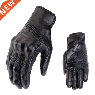 Retro Perforated Leather Motorcycle Gloves Cycling Moto Moto