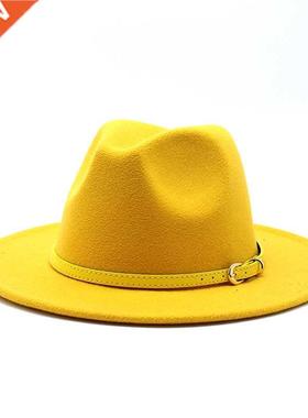 2020 Unisex Men Women 18 colors Fedora Hat With Belt Wide Br