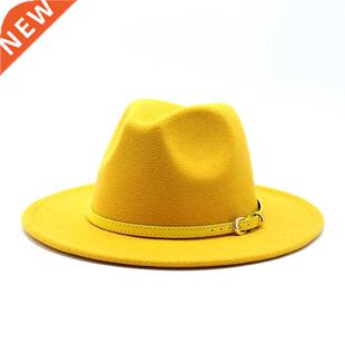 2020 Unisex Men Women 18 colors Fedora Hat With Belt Wide Br