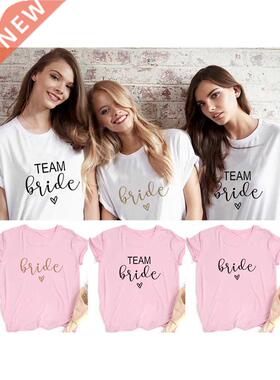 Team Bride Print Women Short Sleeve T Shirts Bachelorette We