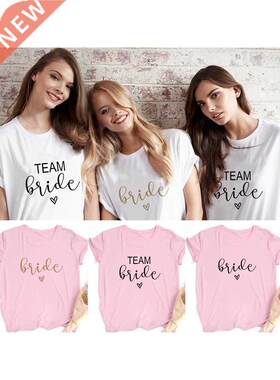 Team Bride Print Women Short Sleeve T Shirts Bachelorette We