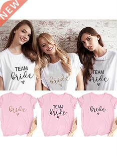 Team Bride Print Women Short Sleeve T Shirts Bachelorette We