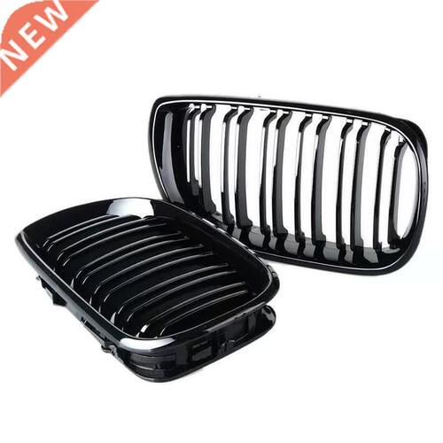 2Pcs Car Style Gloss Black Front Kidney Double Slat Grill Gr